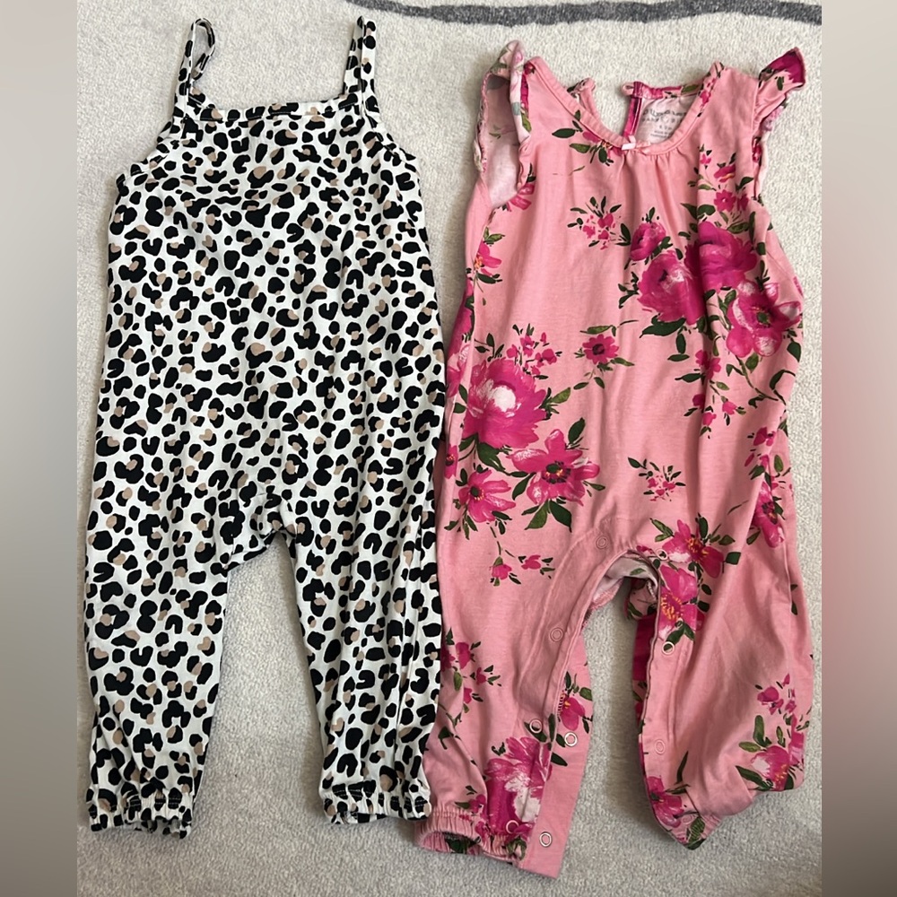 Adorable Kids Leopard and Floral Romper Duo